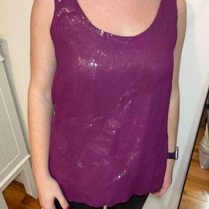 Express Dark Purple Sequin Tank Top - Medium
